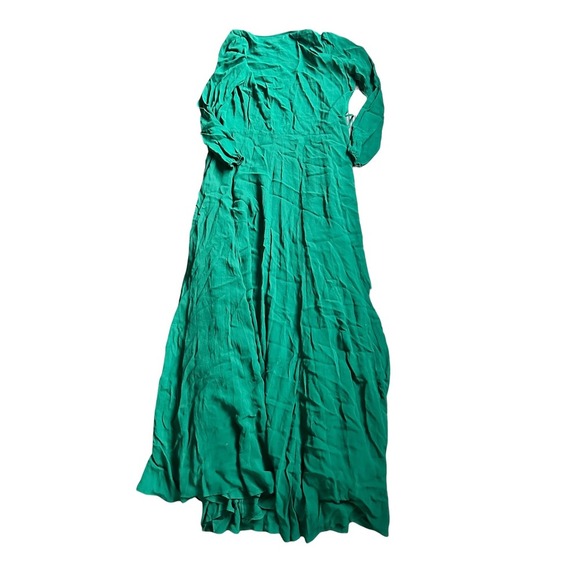 Reformation Milan Emerald Green Long Sleeve Wrap Maxi Dress Medium - Picture 8 of 11